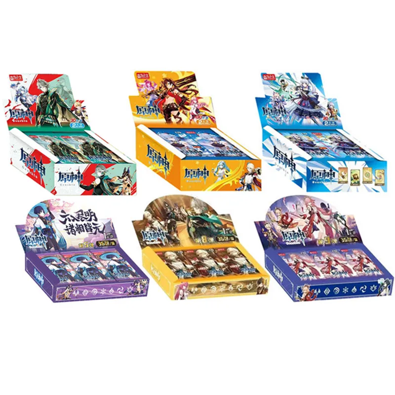 

Genshin Impact Collection Cards Box Deluxe Edition Rare Five Star Character Box Anime Playing Games Board Toys Carte