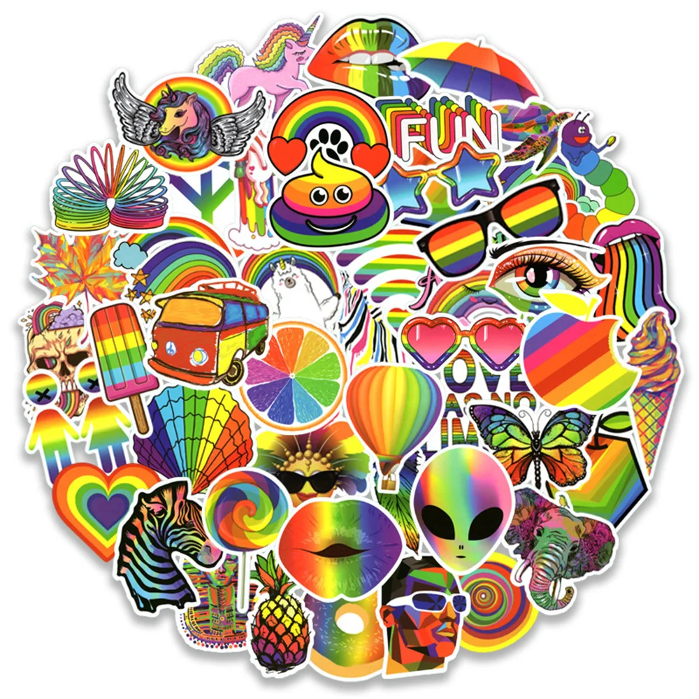 

10/30/50PCS Rainbow Gay Graffiti Waterproof Stickers Personalized Creative Decoration Trend Refrigerator Guitar Helmet Wholesale