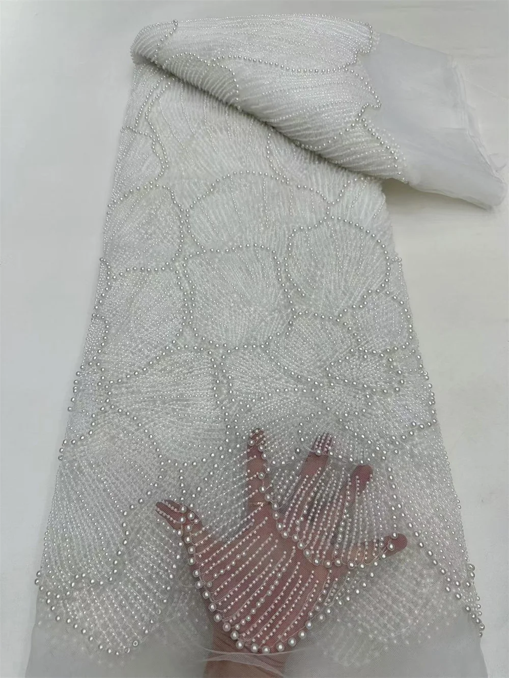 Роскошная кружевная ткань с бисером 5 ярдов высокое качество 2024 африканская для