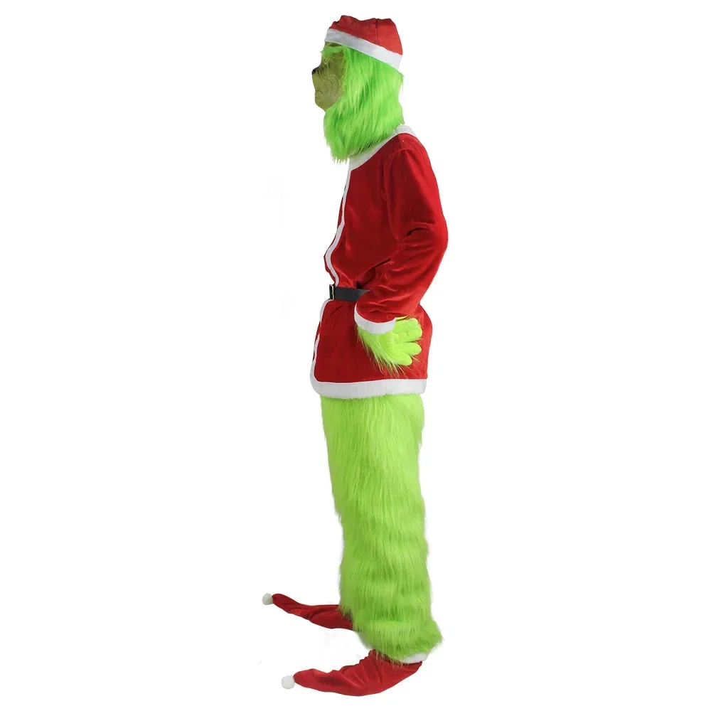 Аниме Зеленый Наряд Одежда Grinch Косплей Костюмы Санта-Клауса Хэллоуин Клаус Шляпа