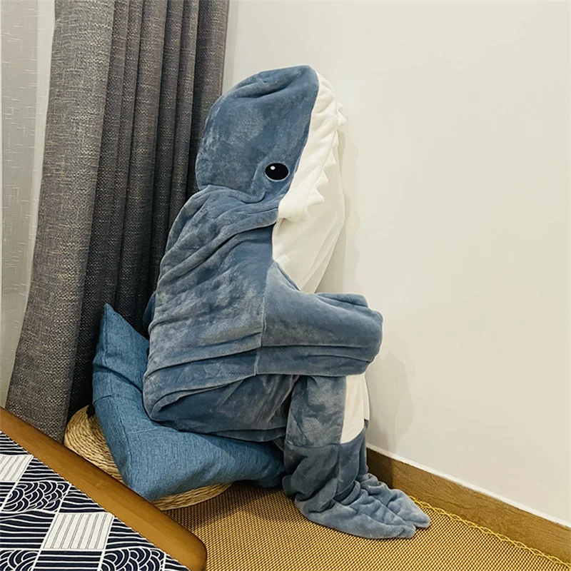 

Cartoon Shark Sleeping Bag Children Adult Pajama Office Nap Shark Blanket Karakal High Quality Fabric Shawl Blanket Sleeping Bag