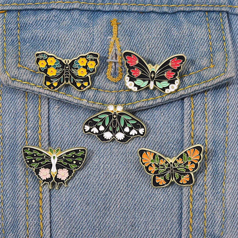 

Insects Series Metal Brooches Colorful Butterfly Lapel Enamel Pin Cool Backpack Badges Corsage Jewelry Gift For Friends Kids