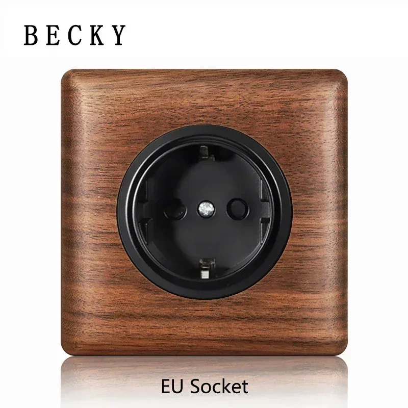 

Винтажный тумблер из цельного дерева, розетка, ЕС, Великобритания, стандарт, черный орех, латунный тумблер, светодиодный переключатель, сетка, телевизор, теле, вилла, отель, офис