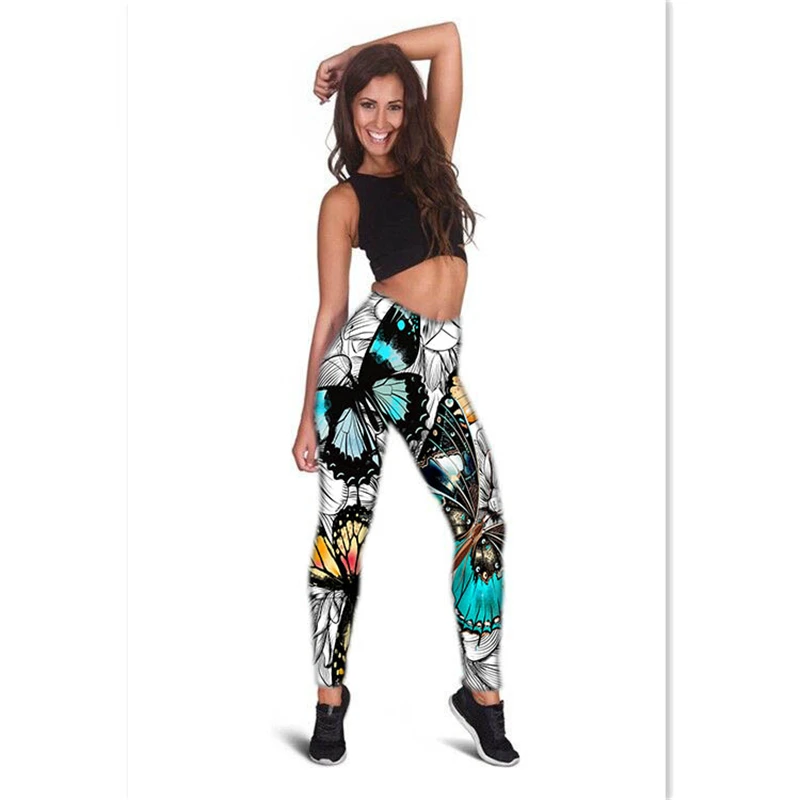 

Trousers Women's Leggings Bottoms Spring and Autumn Butterfly Print Harajuku Casual Leggings Skinny Pants Sports Fitness Yoga Pa