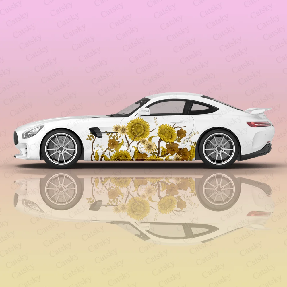 

Sunflowers Print Custom Car Sticker Decal Hood Door Body Vinyl Sticker Graphic Wrap New Car Sticker Decoration Accessories Gift