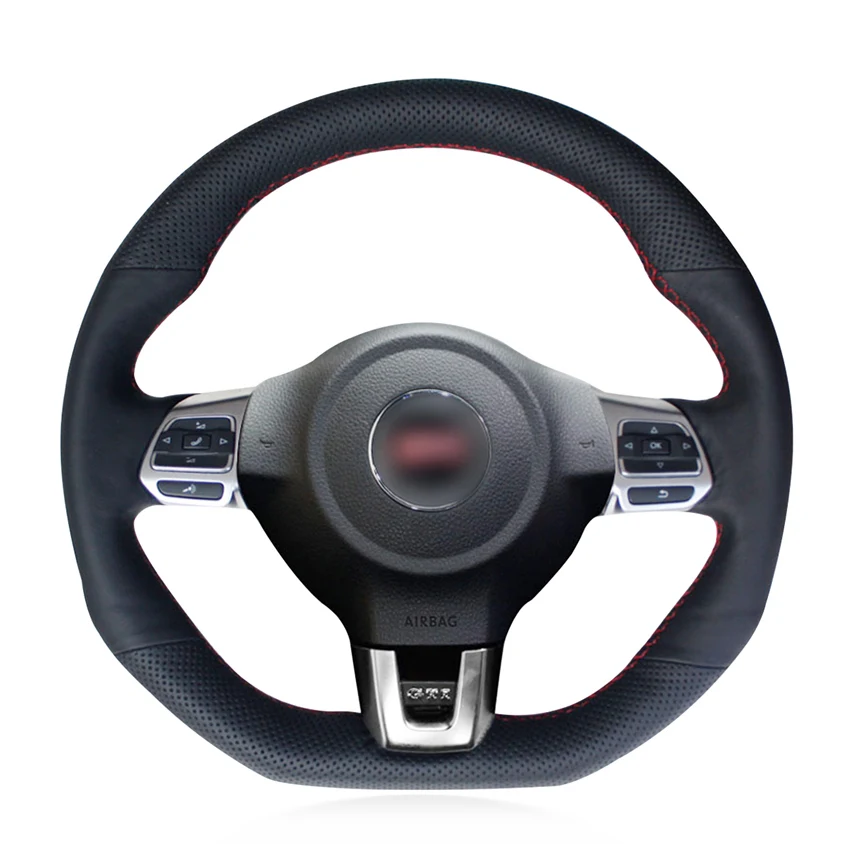

Hand-stitched Non-slip Durable Micro Fiber Leathe Car Steering Wheel Cover Wrap For Volkswagen Golf 6 GTI MK6 VW Polo GTI