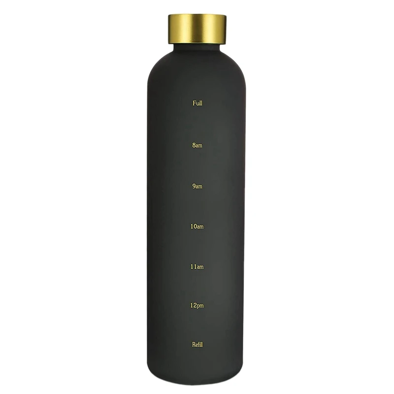 

Plastic Space Cup Large-Capacity Transparent Frosted Water Cup Copper Lid Water Bottle With Time Marker 1000ML