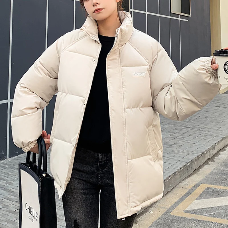 New Fashion 2022 Winter Women Parkas Jacket Solid Stand Collar Thick Warm Padded Coat Casual Outwear Parkas Women Clothing