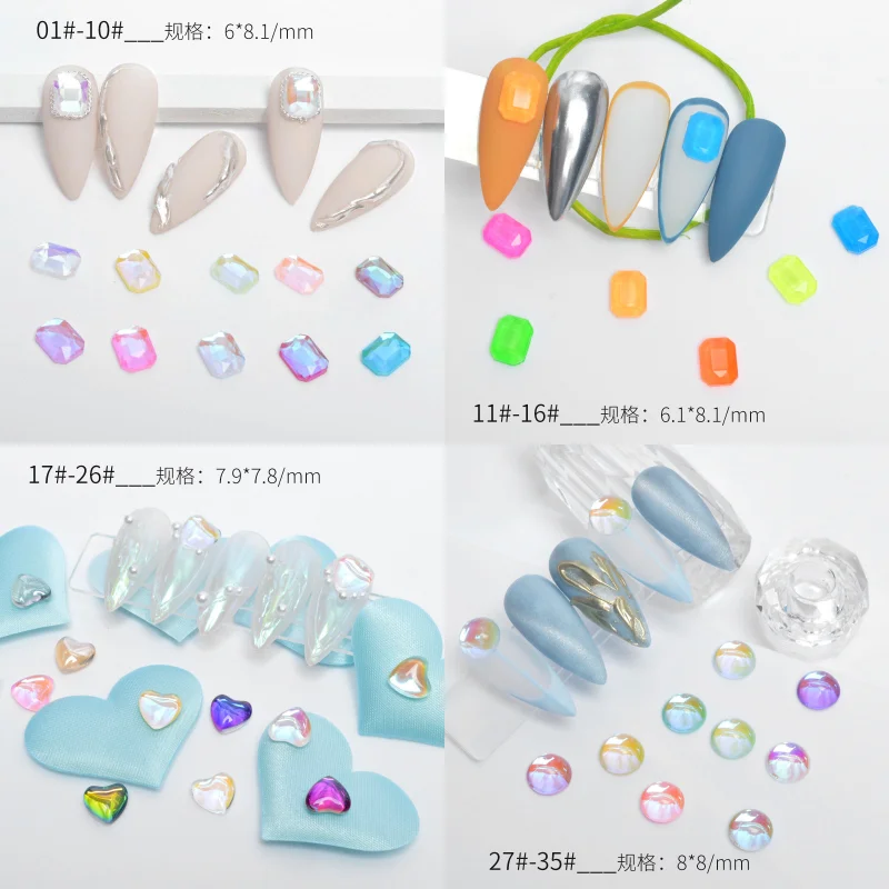 

5pcs/20pcs Aurora Multi Shape Crystal Nail Art Charms 3D Luxury Purple Rhinestones Nail Decorations DIY Kawaii Nail Accessories