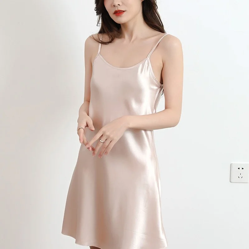 

Sling Nightdress Pajamas Women's Summer Pure Desire Wind Thin Section Sexy Ice Silk Cool Dormitory Can Go Out Dress