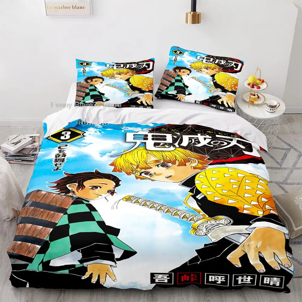 

Kamado Tanjirou Bedding Set Single Twin Full Queen King Size Demon Slayer Bed Set Aldult Kid Bedroom Duvetcover Sets 3D Anime 34