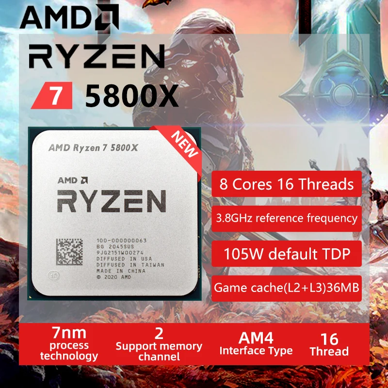 AMD Ryzen 7 5800X Новый R7 3 8 ГГц 8-ядерный 16-поточный ЦПУ процессор нм L3 = 32M - Цена: 248.99