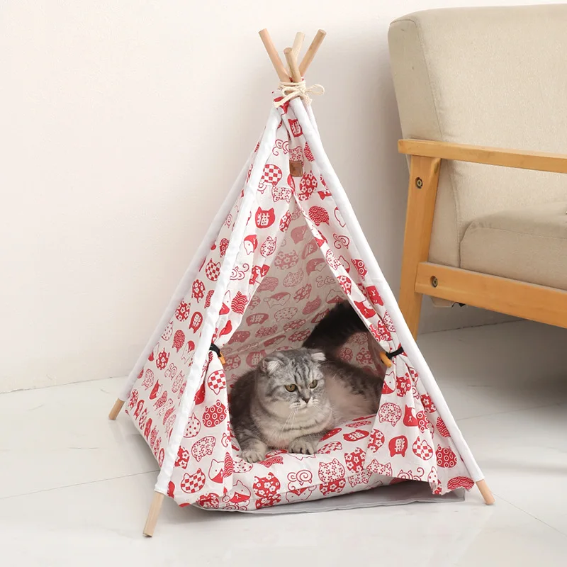 Pet Tent House Cat Bed Portable Teepee With Thick Cushion Available For Dog Puppy Outdoor Indoor Supplies Wholesale | - Цена: 1357.55