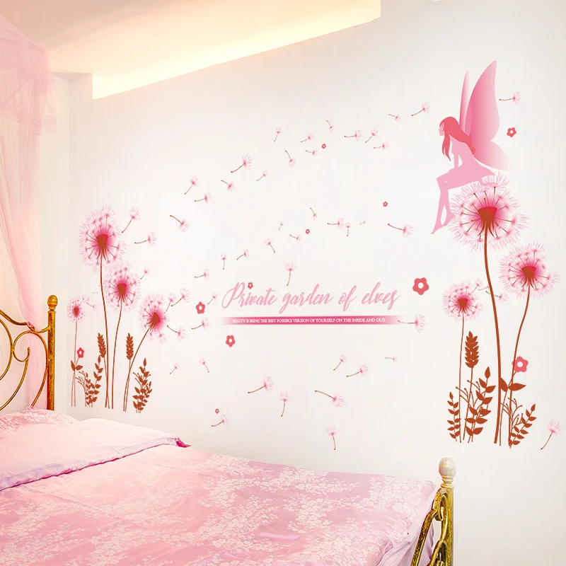 Виниловые наклейки на стену [SHIJUEHEZI] с одуванчиком эльфом для гостиной спальни