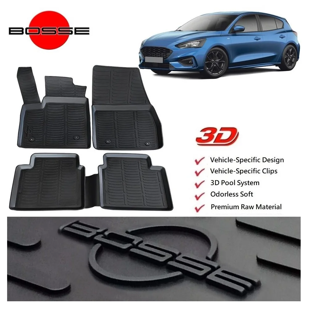

3D коврики для бассейна для автомобиля Ford Focus 5 хэтчбек 2018 2023, Автомобильный интерьер, протектор коврика, аксессуары, резиновый роскошный неск...