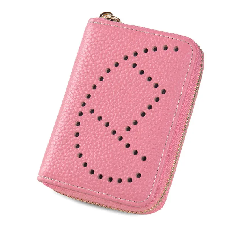New Girls Kawaii ID Card Purses Genuine Leather Women Short Student Cute Zipper Small Wallet Female Fashion Candy Color