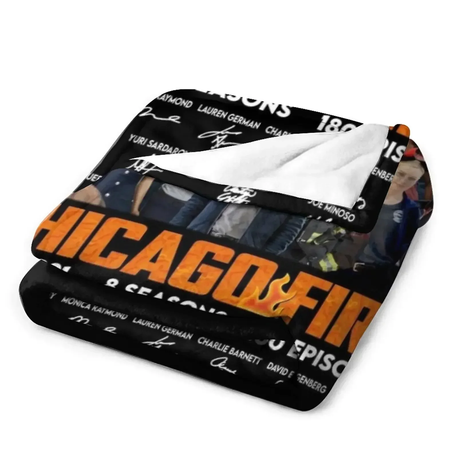 Chicago Fire Tv series 2021 8 seasons 180 episodes signatures thank you for the memories black Throw Blanket
