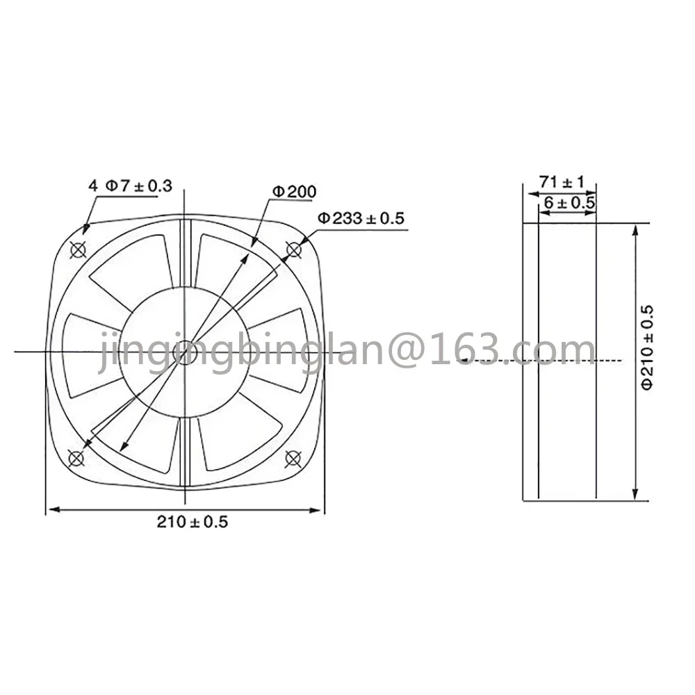 Одиночный фланец переменного тока 220 В 0 18 А 65 Вт осевой вентилятор электрический