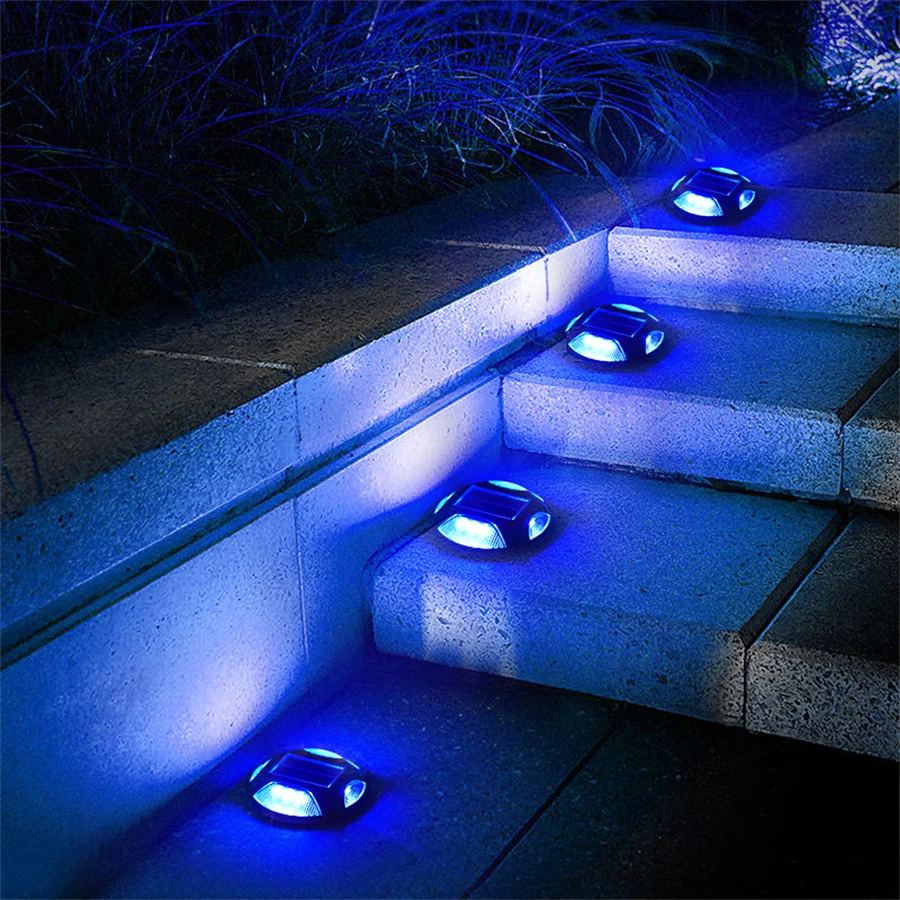 

Solar Led Deck Light Aluminum Ground Lamp 16LEDS Driveway Dock Light 1200mAh Outdoor Solar Warning Step Light For Pathway Decor