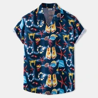 new hawaiian shirt men summer hawaii style cuban collar short sleeve flower shirt mens shirts beach wear free shipping