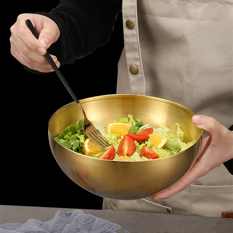 

Новинка, большая емкость, металлическая чаша из нержавеющей стали для фруктового салата, супа, риса, рамен, лапши, миска, кухонная посуда, посуда, контейнер для еды