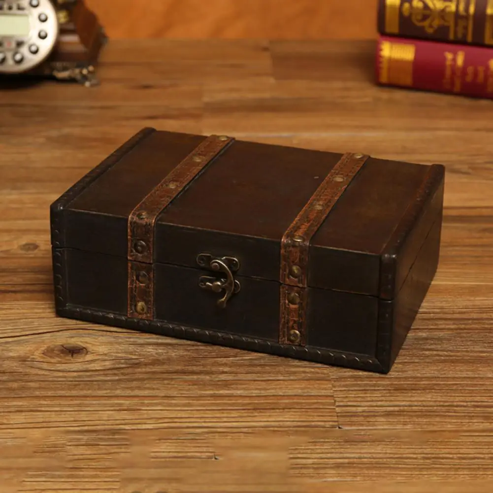 

Large Capacity Wood Jewelry Box Retro Bracelet Hair Clip Trinket Case for Table