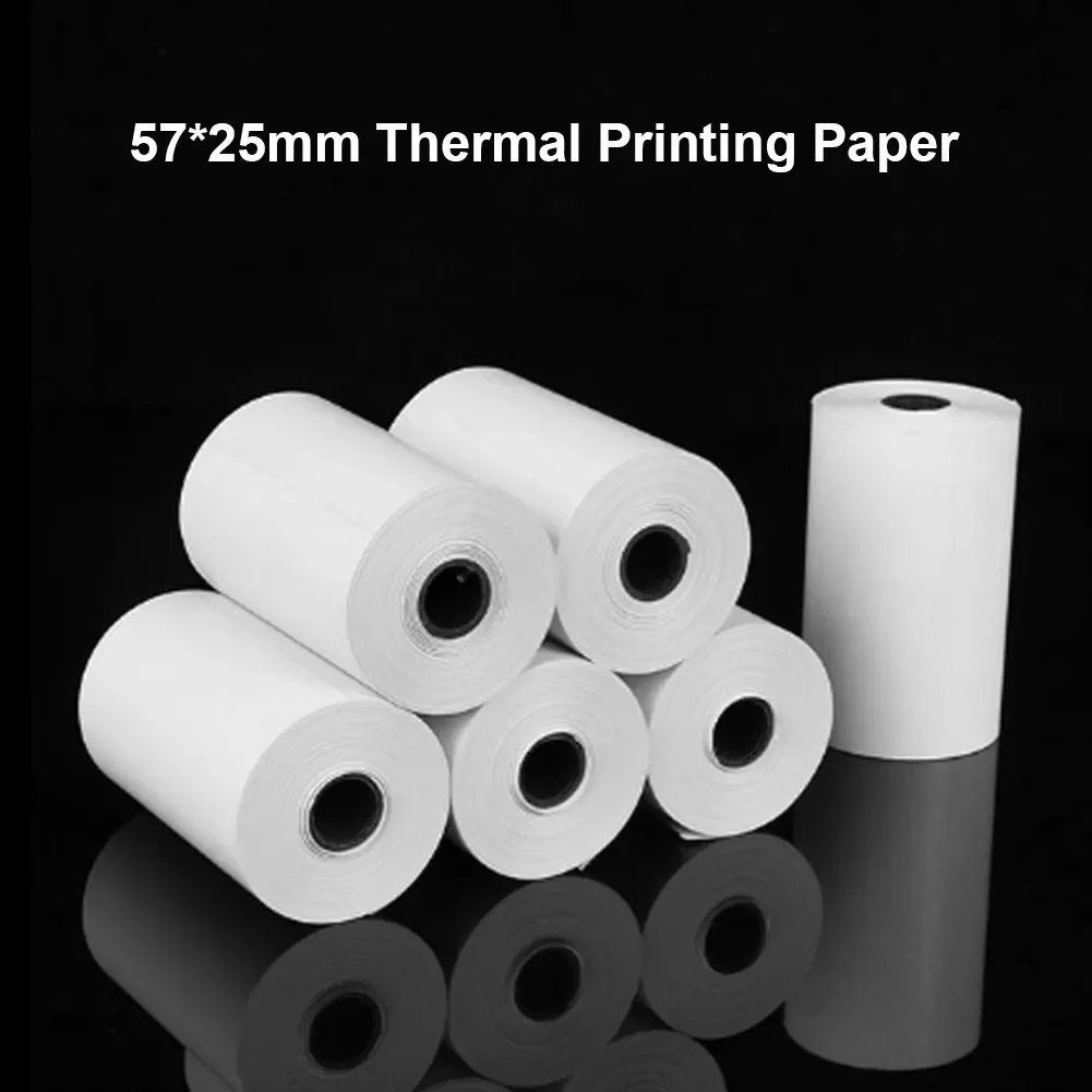 

5 Rolls Thermal Printer Paper Instant Print Label for Photo Printer Kids Camera POS Cash Registers 57x25mm Replacement Accessory