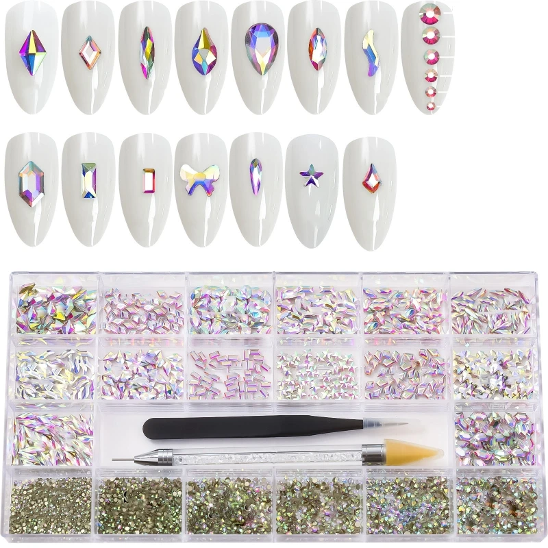 

40JD 3D Алмазы для ногтей кристалл Радужный плоский драгоценный камень для украшения ногтей