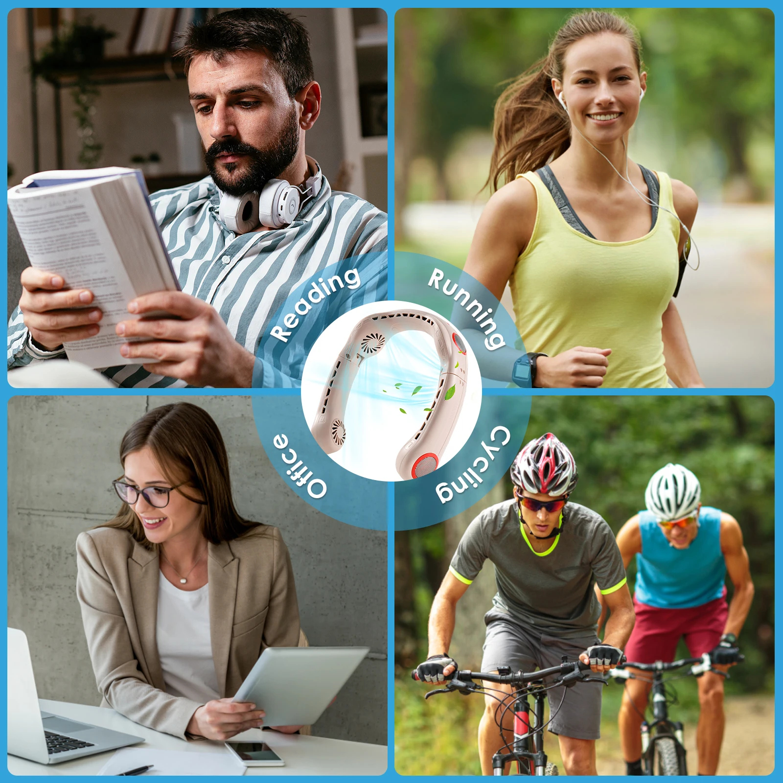 Складной Подвесной шейный вентилятор портативный мини 5000 мАч USB Перезаряжаемый