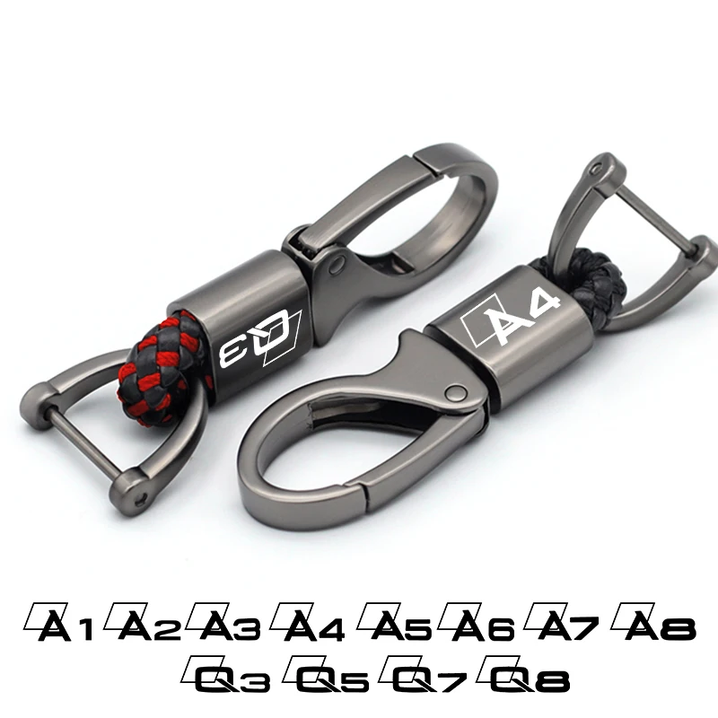 

For Audi A1 A2 A3 A4 A5 A6 A7 A8 Q3 Q5 Q7 Q8 TT Car keychain High-end Metal Leather Keychain Men Women Car Key Rings Accessories