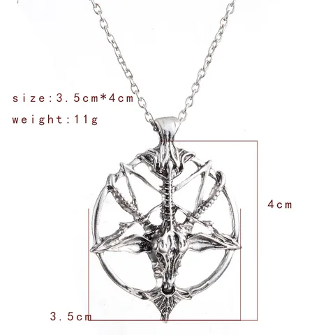 Modna biżuteria Vintage Charm kobiety Pentagram Pan God Skull kozła głowa wisiorek