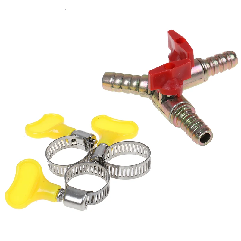 

Y Type 3 Way Shut Off Ball Valve With Clamp Fitting Hose Barb Fuel Gas 10MM