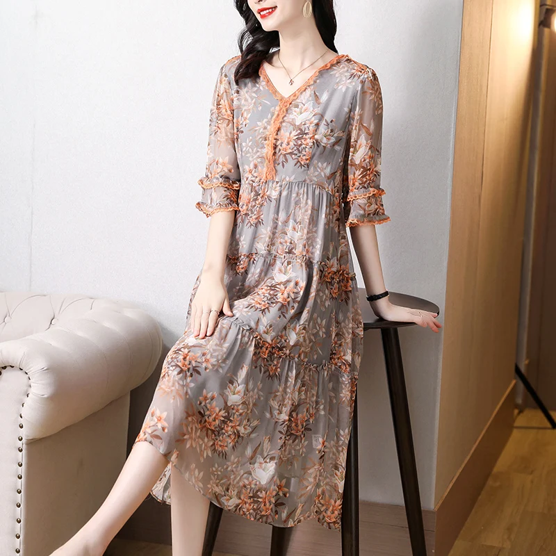 

COIGARSAM Women's Summer Dress New Silk Thin Dresses Dropshipping