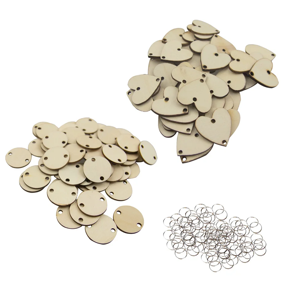 

200pcs Wooden Slices Wooden Christmas Ornament Wooden Love Heart Wooden Embellishments Family Board Tags Birthday Board Slices