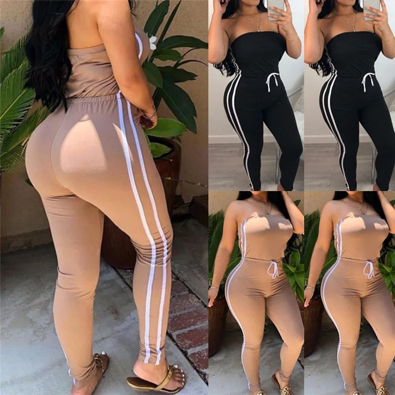 

Mandylandy Women Elegant Skinny Stretch Bodycon Jumpsuit Fashion Female Y2K Off Shoulder High Waist Pencil Pants Romper Overalls