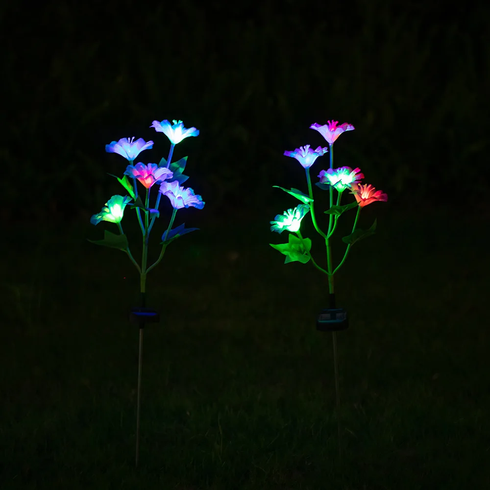 

Solar Horn Lily Lotus Flower Outside Garden Lawn Light RGB Solar Flower Pathway Light for Patio Yard Wedding Holiday Decoration