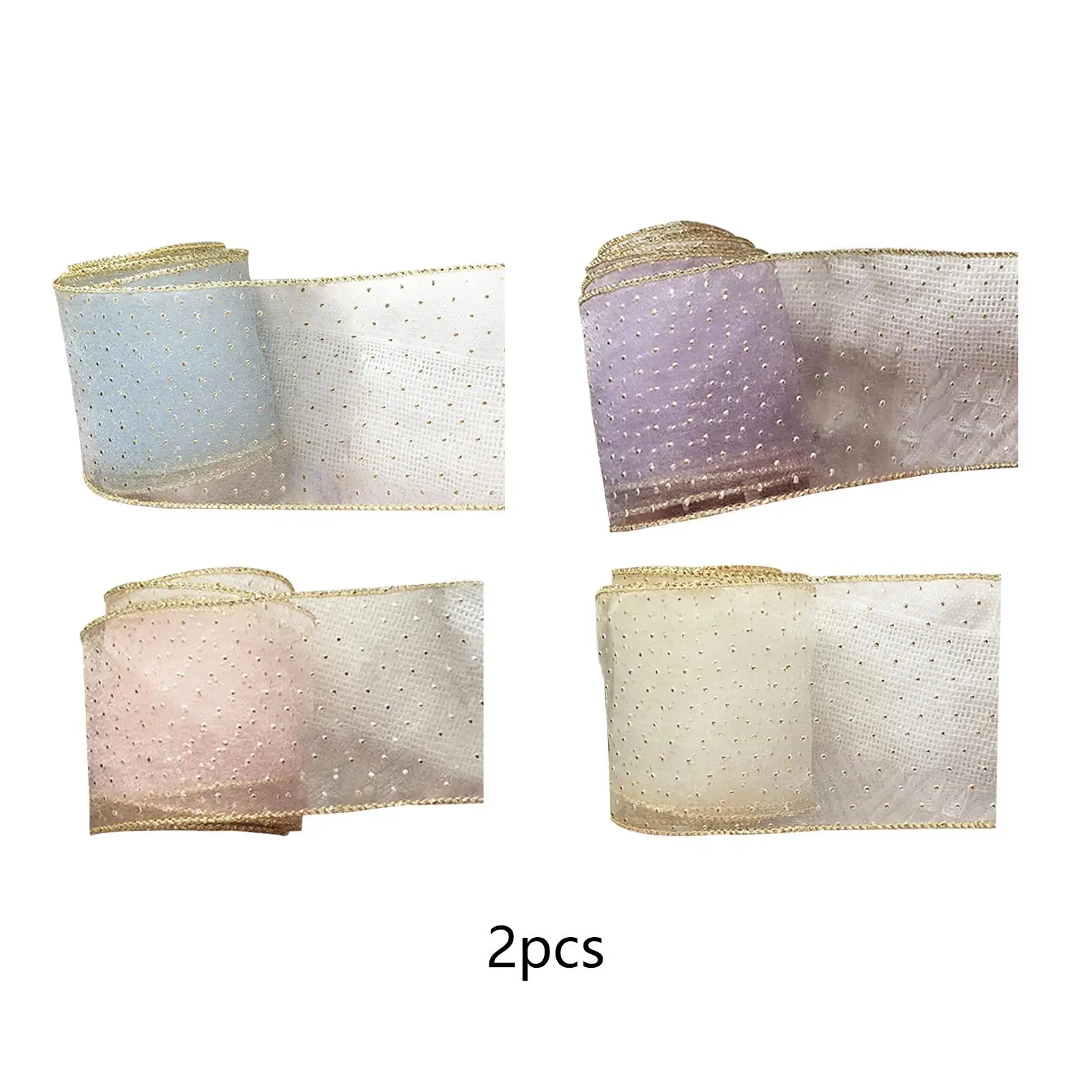 

2 шт. бронзовая лента Проводная Золотая точечная Seersucker Тюлевая прозрачная лента для приглашений банты для волос для выпусквечерние вечера