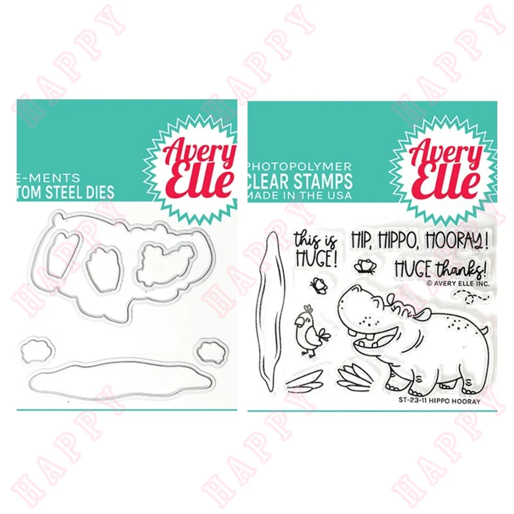 

Metal Cutting Dies Stamps Hippo Hooray For DIY Scrapbooking Envelope Diary Photo Album Decorative Paper Craft Embossing Template