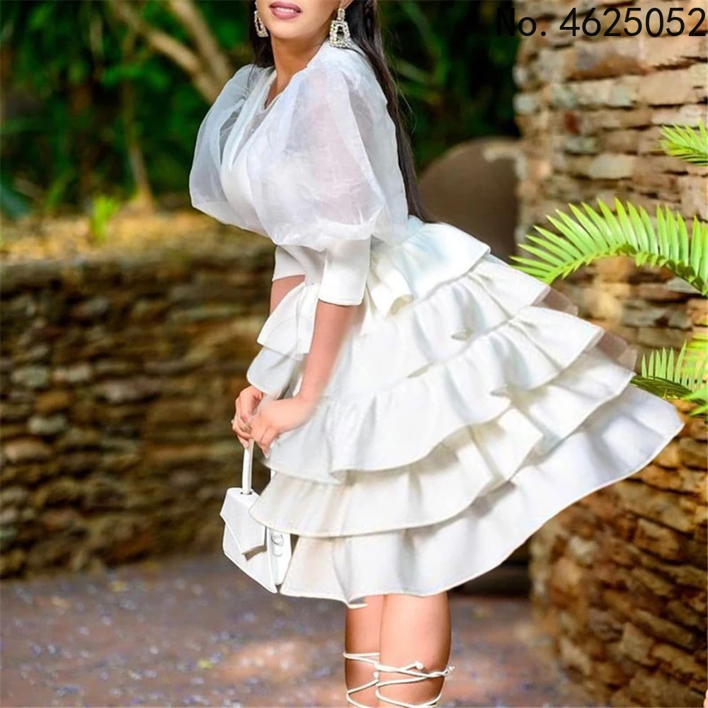 

Белые африканские платья для женщин 2022 Дашики Анкара Платье-пачка с пышными рукавами вечернее платье Летняя женская одежда наряд