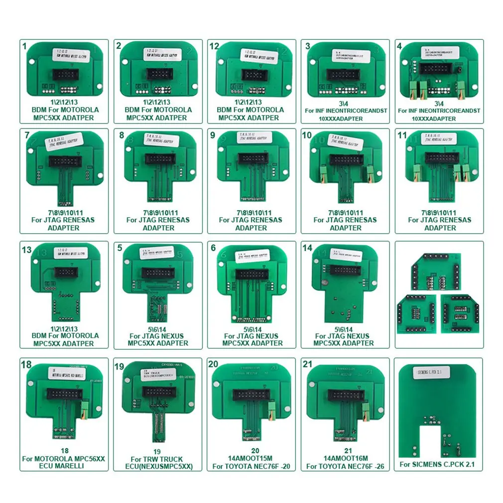 

Full 22 Pcs Probes Adapter LED Frame ECU RAMP Adapters 12V For KTAG KESS 100 Fgtech Dimsport Probe Set Diagnostic Instrument