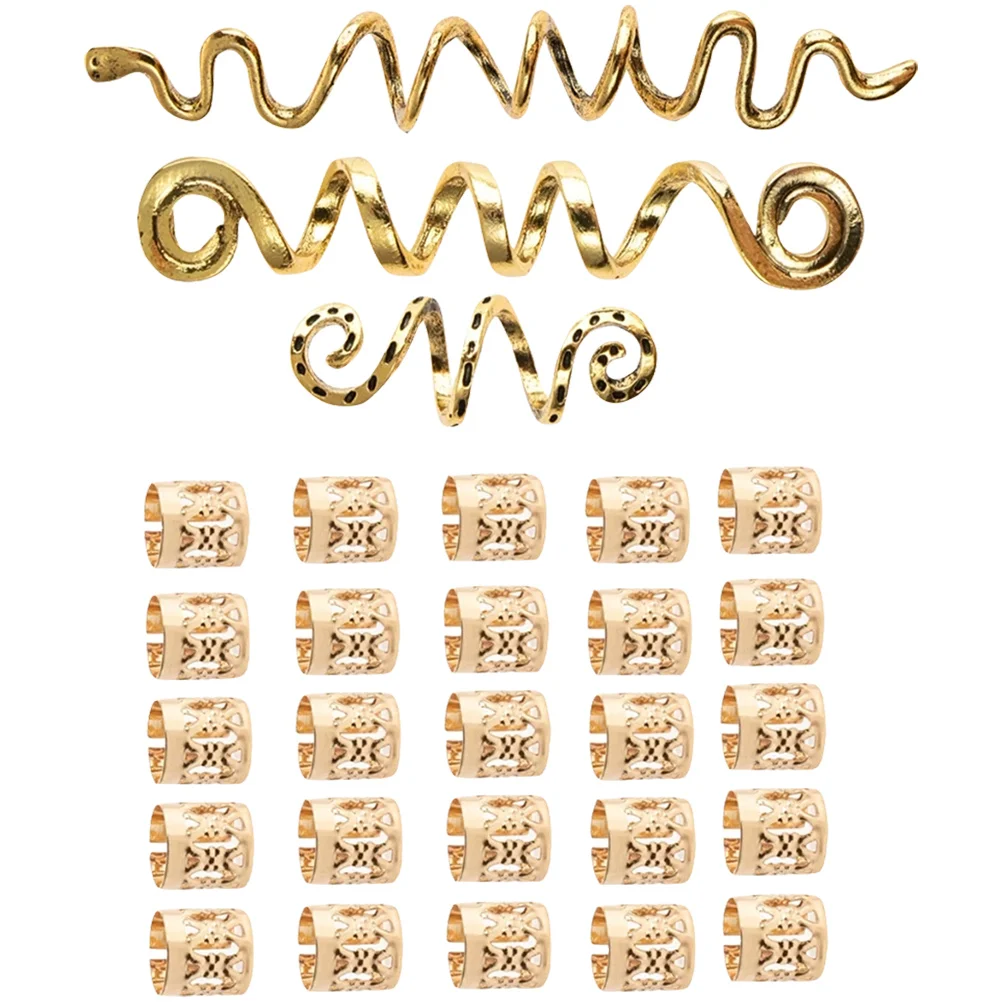 

28 Pcs Bead Dirty Braid Hair Clip Buckle Helix Jewelry Braiding Accessories Alloy Big Beads Braids