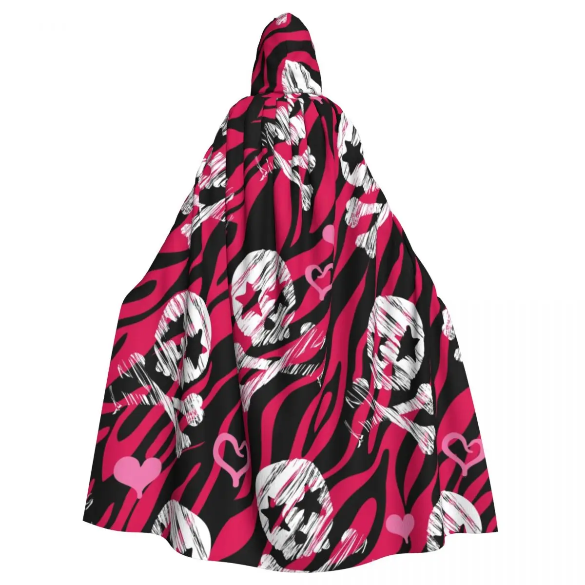 

Unisex Witch Party Reversible Hooded Adult Vampires Cape Cloak Zebra Star Skull