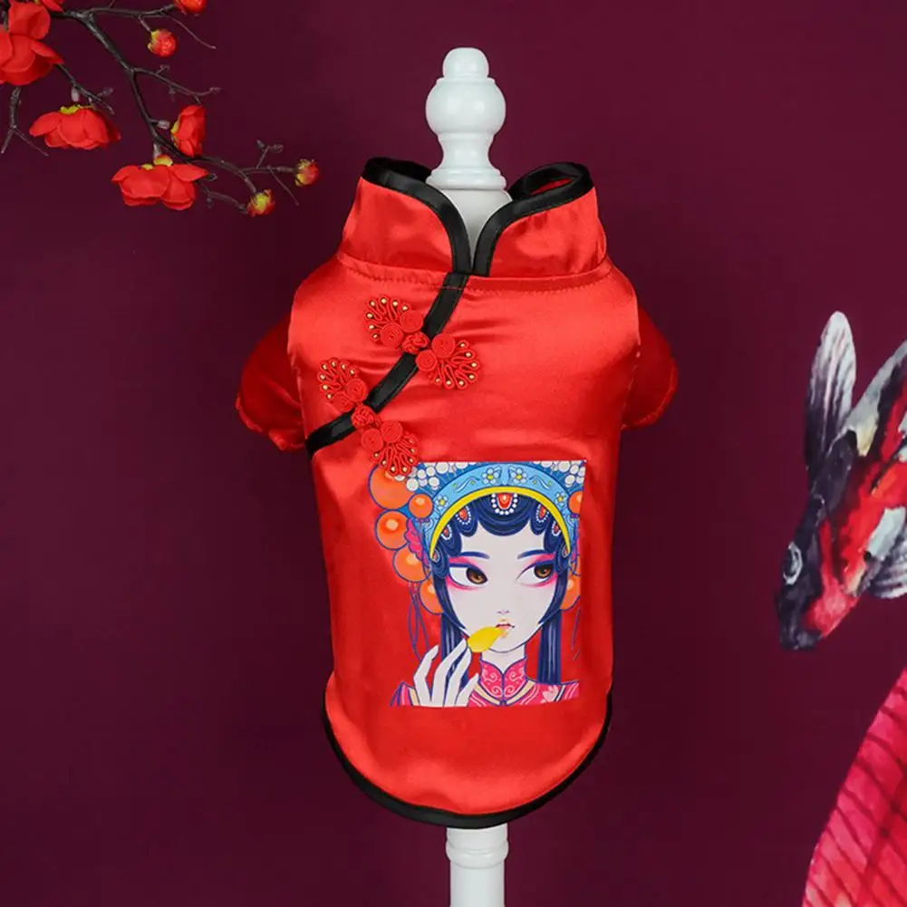 

Puppy Tangs Suit Breathable Pet Cheongsam Small Dogs Cats Pets Cheongsam Dress