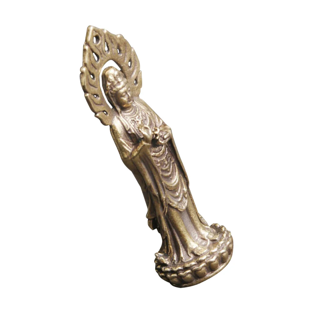 

Vintage Buddha Light Avalokitesvara Desktop Model Tablescape Decor Bronze Statue Figurine Guan Yin Brass Office