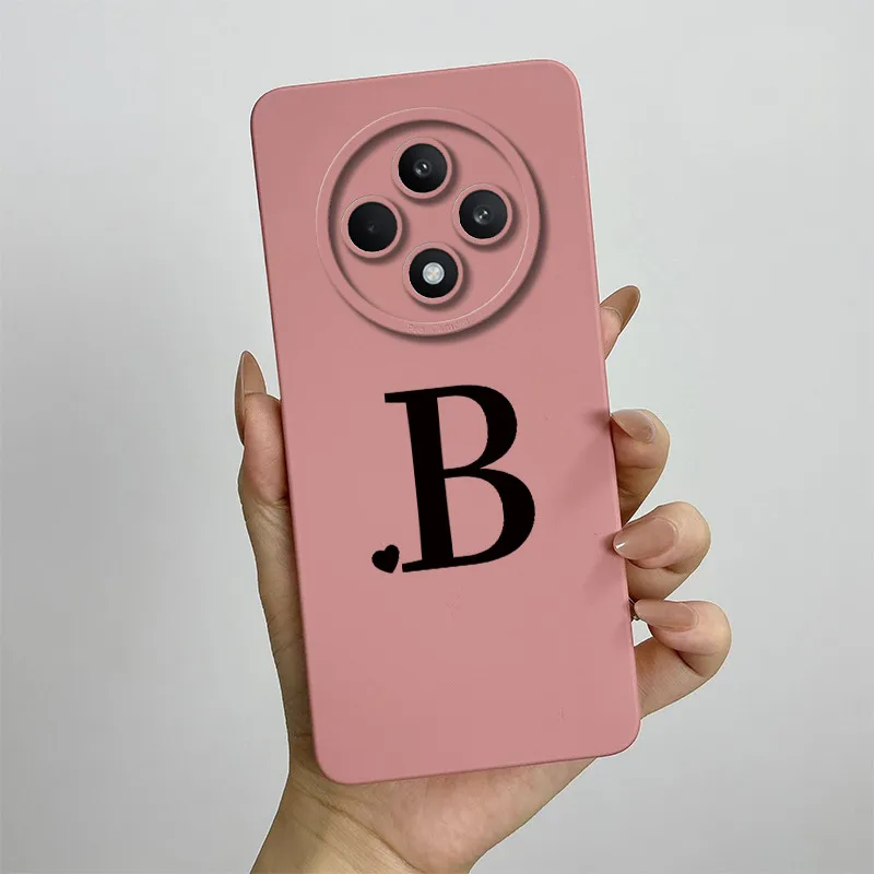 For Oppo Reno 12F 4G Case CPH2687 Cute Couple Letters Cover Soft Liquid Silicone Reno12 F 12 FS Reno12F Shell