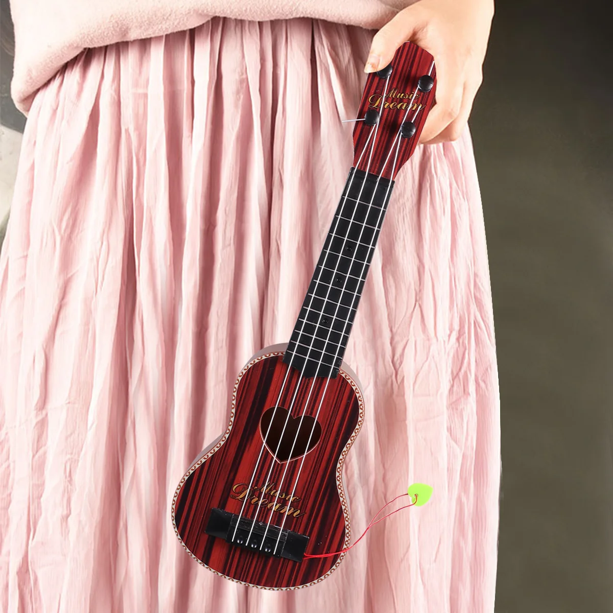 

17 In Kids Design Ukulele- Phnom Penh Pattern Soprano Ukulele in Heart Hole Design Musical Instrument for Toddler Ukulele with