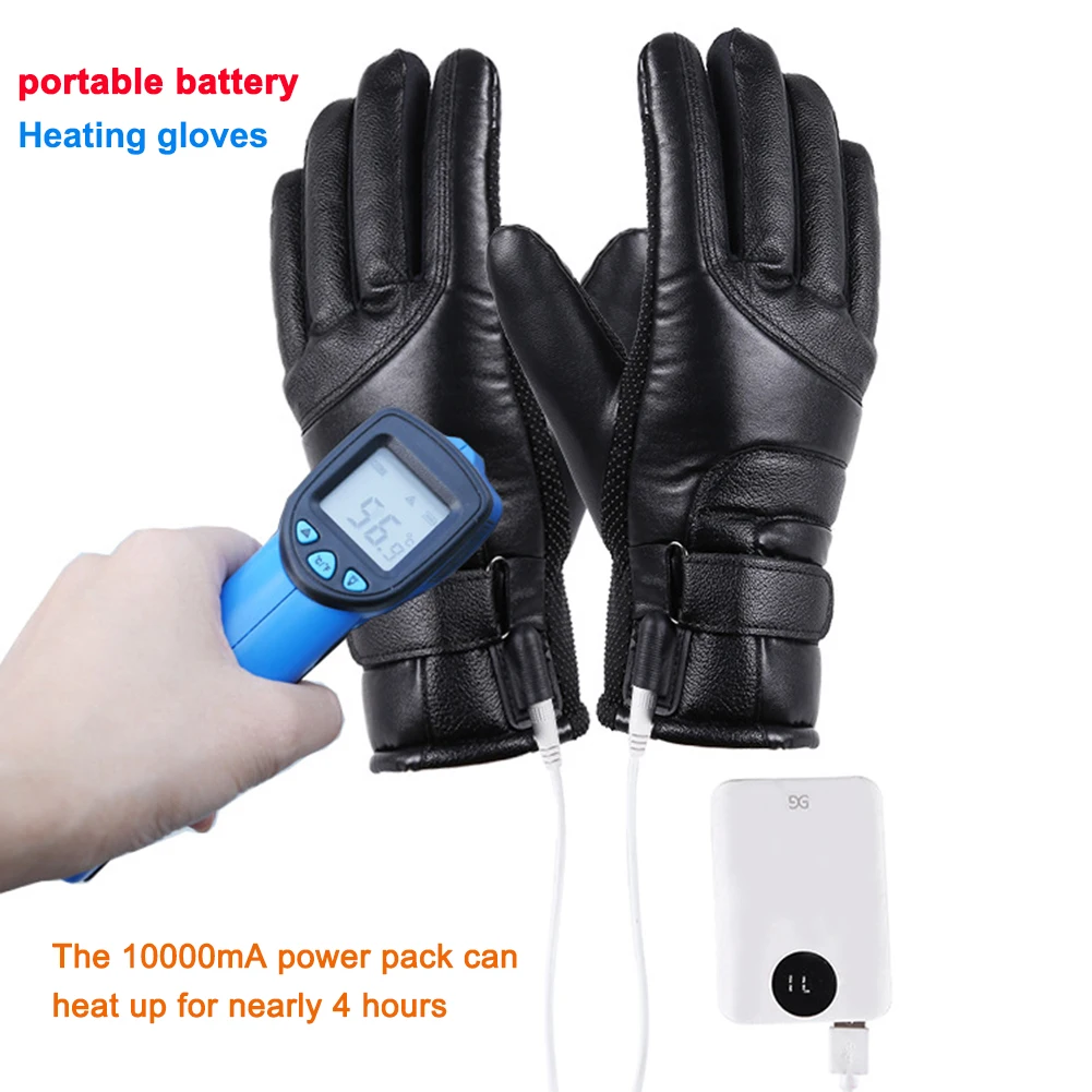 

Heated Full Finger Mittens Touch Screen USB Electric Heating Gloves Ergonomics Constant Temperature for Indoor Home Outdoor