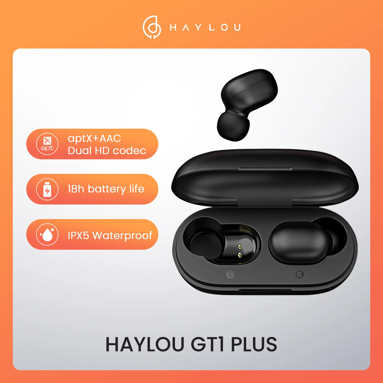 Беспроводные наушники Haylou GT1 Plus APTX 3D с реальным звуком сенсорные DSP