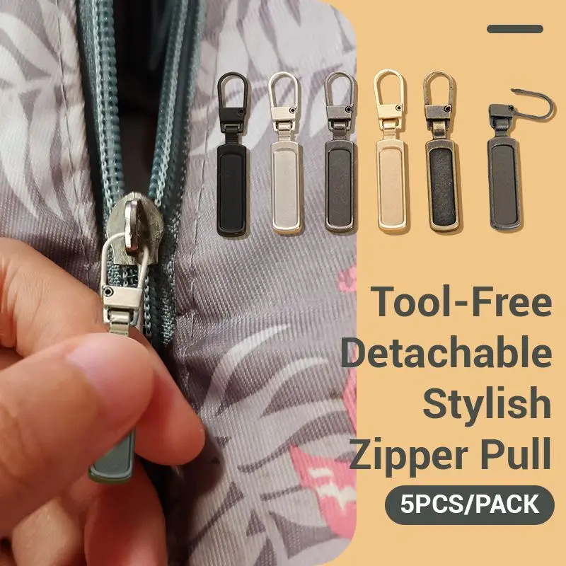 

5pcs Tool-Free Detachable Stylish Zipper Pull Slider Puller Instant Zipper Repair Head Kit Replacement For Broken Buckle Travel