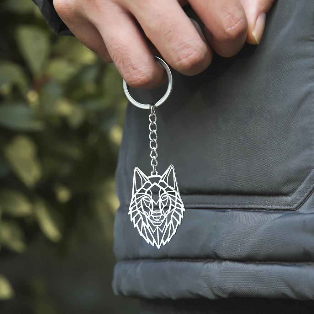 Unift Брелок с волком кошкой модным геометрическим рисунком животного брелок для